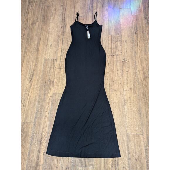 SKIMS Soft Lounge Long Ribbed Slip Dress Onyx AP-DRS-0596 Size Large - Picture 7 of 11